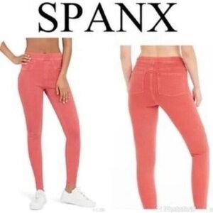 Spanx Jean Ish Ankle Leggings Plus Size 3X Pull On Skinny Jeans Island Red 20018
